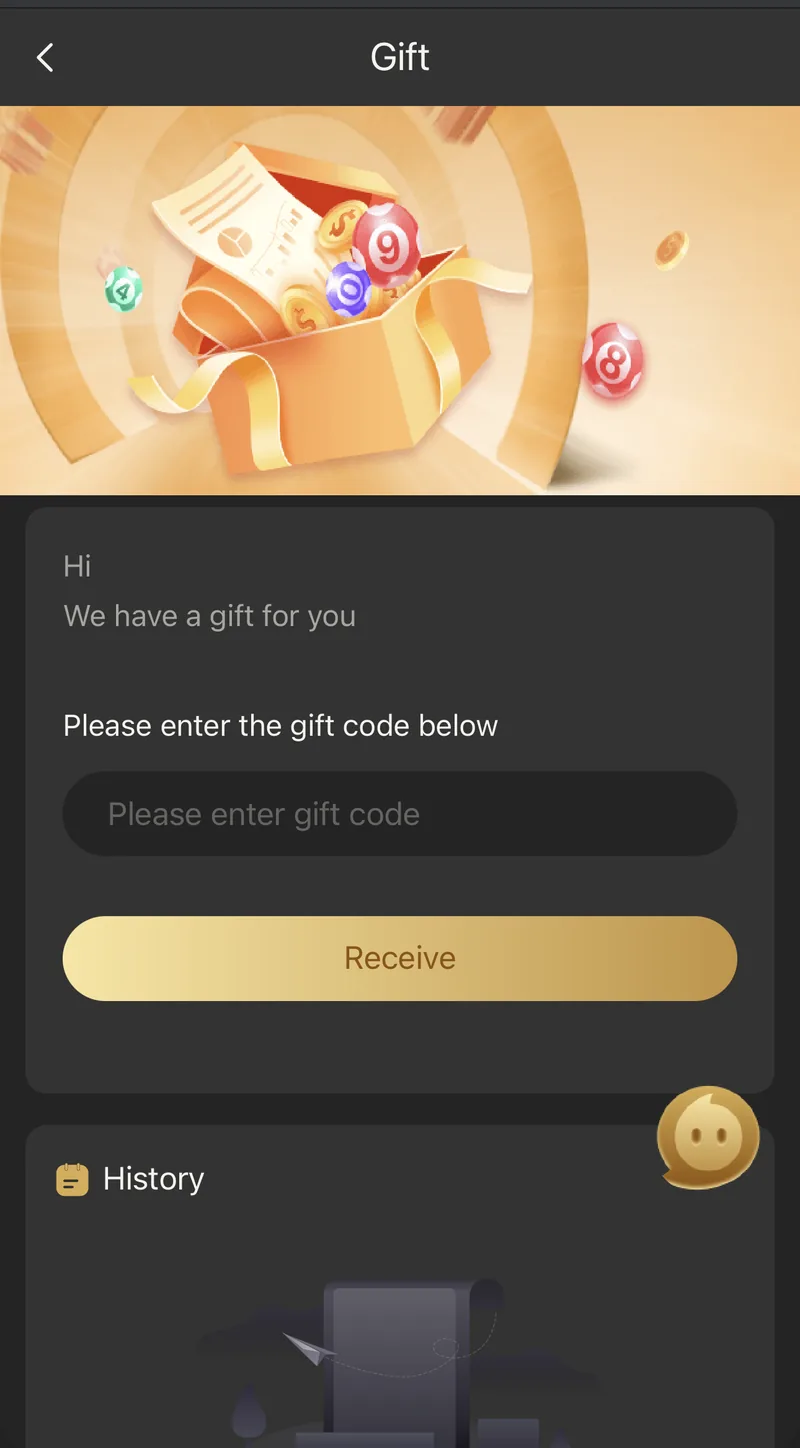 BDG Win gift code redemption screen