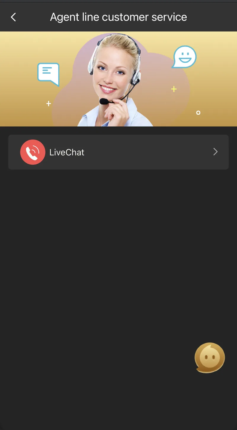 Live chat support inside the BDG Win app